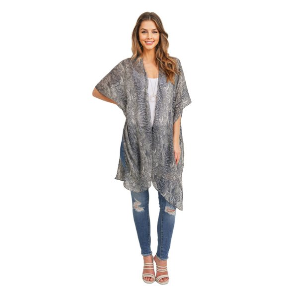 Gray Print Kimono - Picture 3 of 6
